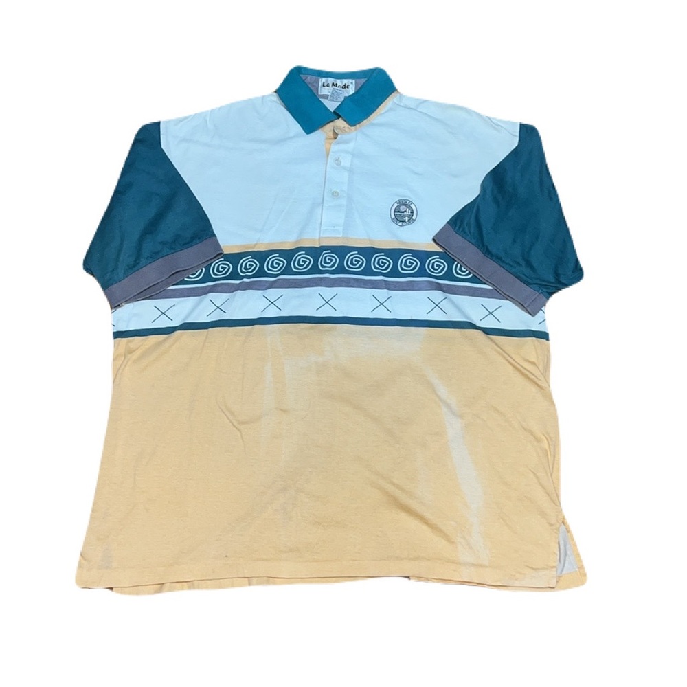 La Mode Vintage Needles California Golf Course Polo in Aztec Print, size XL